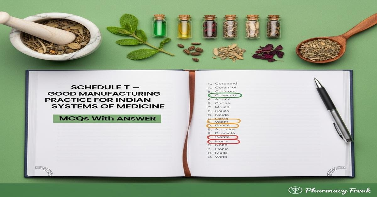 Schedule T – Good Manufacturing Practice for Indian Systems of Medicine MCQs With Answer