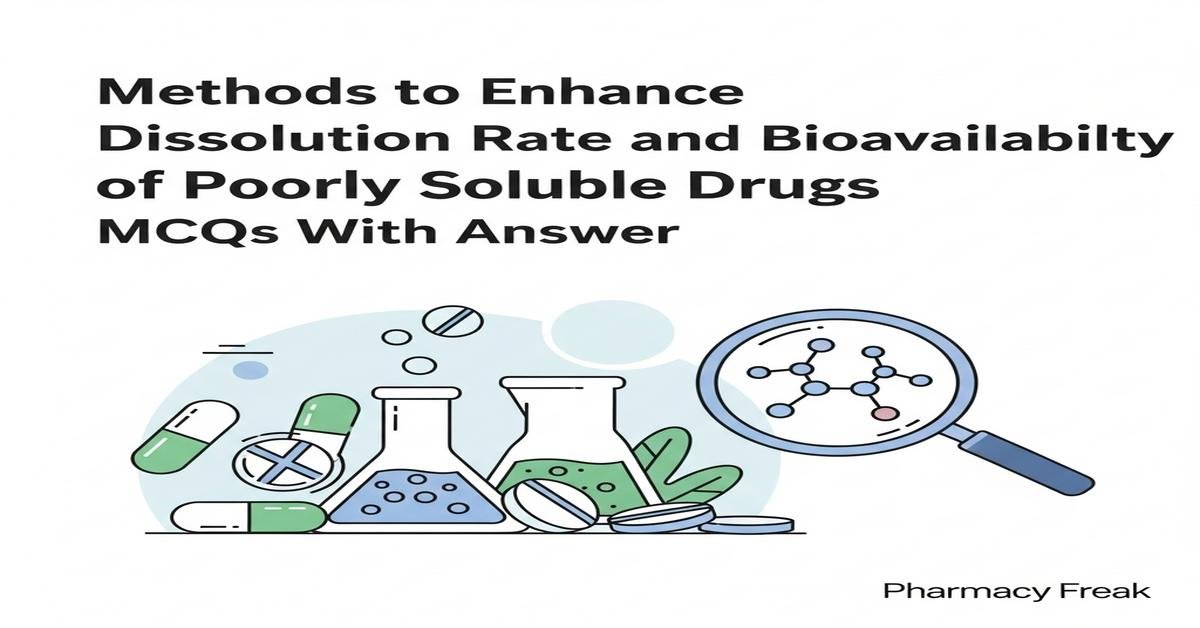 Methods to enhance dissolution rate and bioavailability of poorly soluble drugs MCQs With Answer