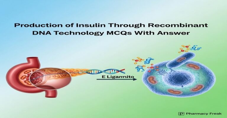 Production of insulin through recombinant DNA technology MCQs With Answer