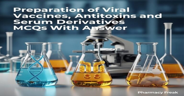Preparation of viral vaccines, antitoxins and serum derivatives MCQs With Answer
