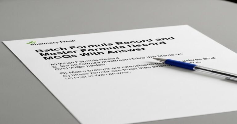 Batch formula record and master formula record MCQs With Answer