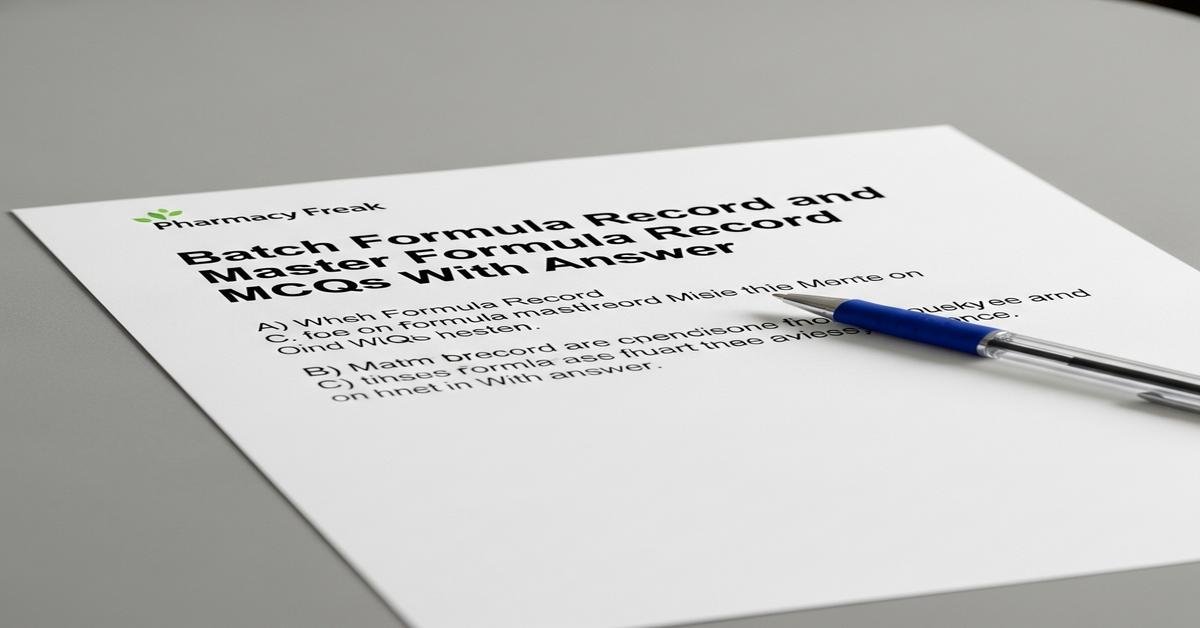 Batch formula record and master formula record MCQs With Answer