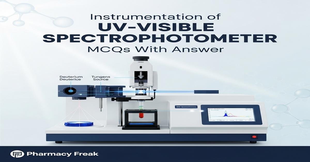 Instrumentation of UV–Visible spectrophotometer MCQs With Answer