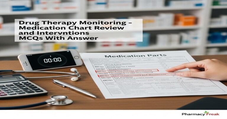 Drug therapy monitoring – medication chart review and interventions MCQs With Answer
