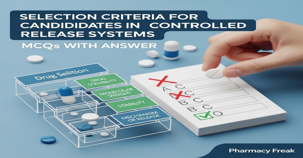 Selection criteria for drug candidates in controlled release systems MCQs With Answer