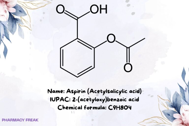 Aspirin (acetylsalicylic acid) 2D chemical structure, C9H8O4, salicylate ester
