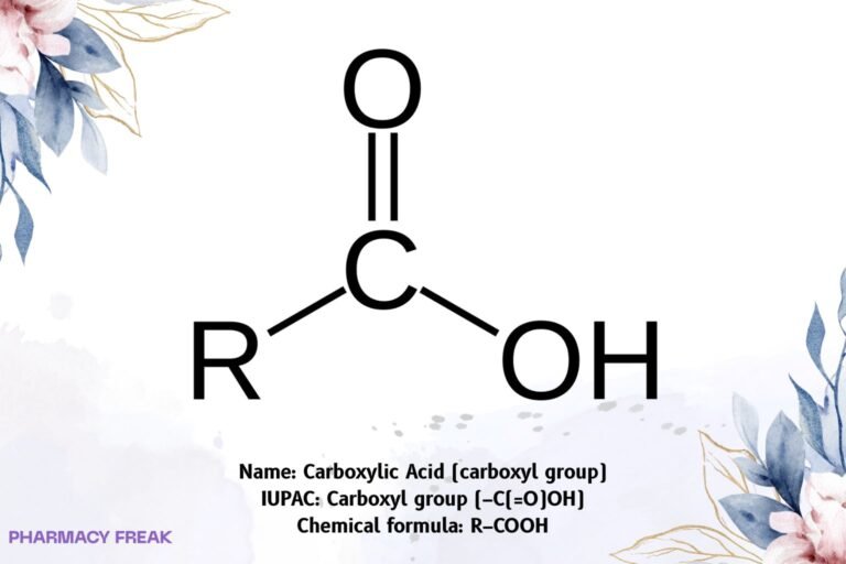 Carboxylic acid functional group, 2D skeletal formula R–C(=O)OH, carboxyl group