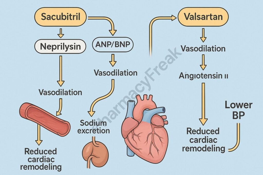 Mechanism of action of ARNI