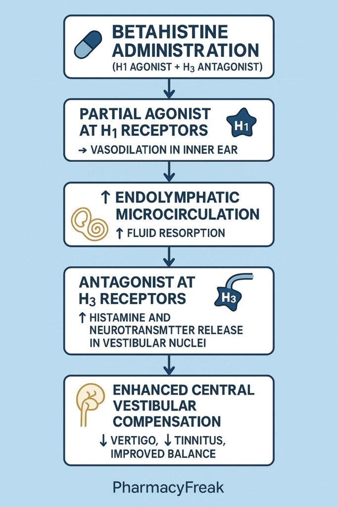 Stepwise mechanism of action of Betahistine