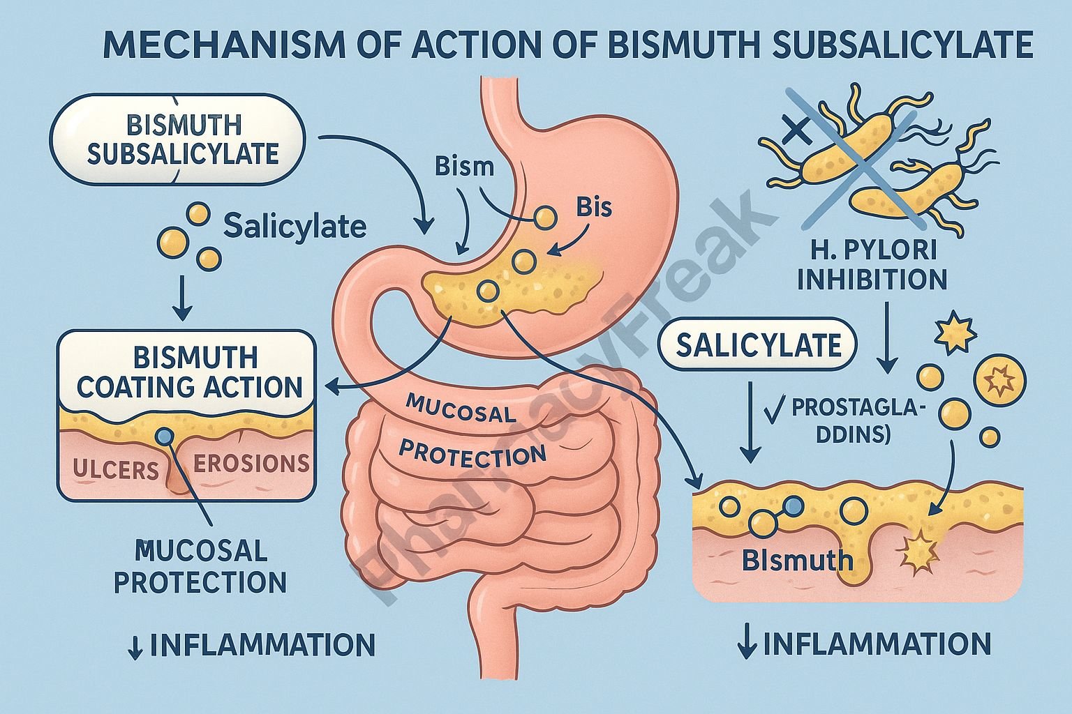 MOA of Bismuth Subsalicylate