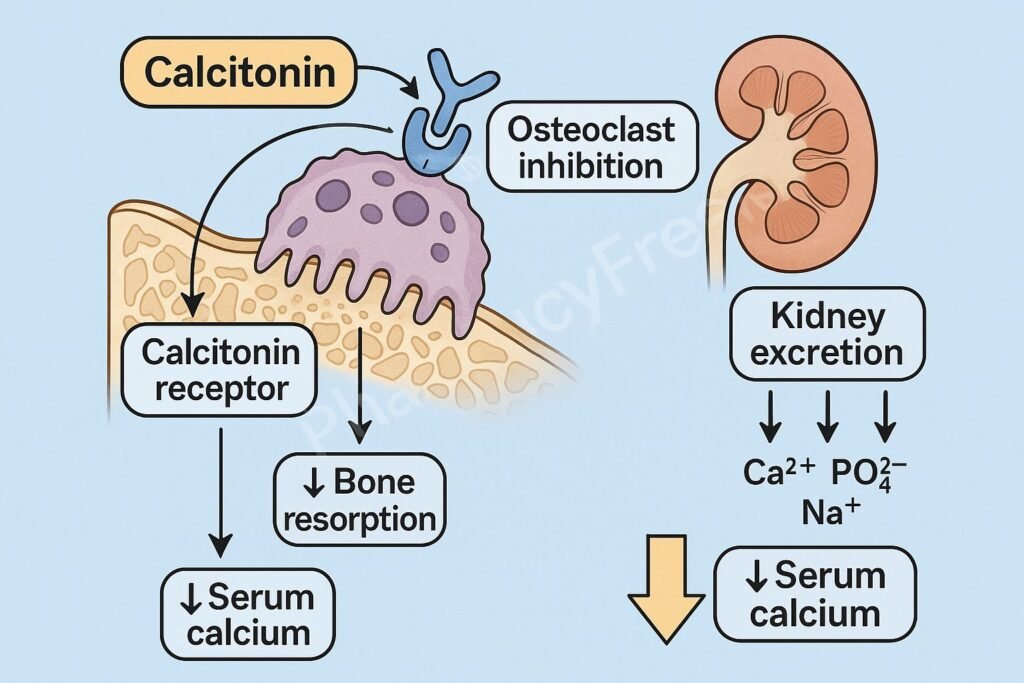 Mechanism of action of Calcitonin