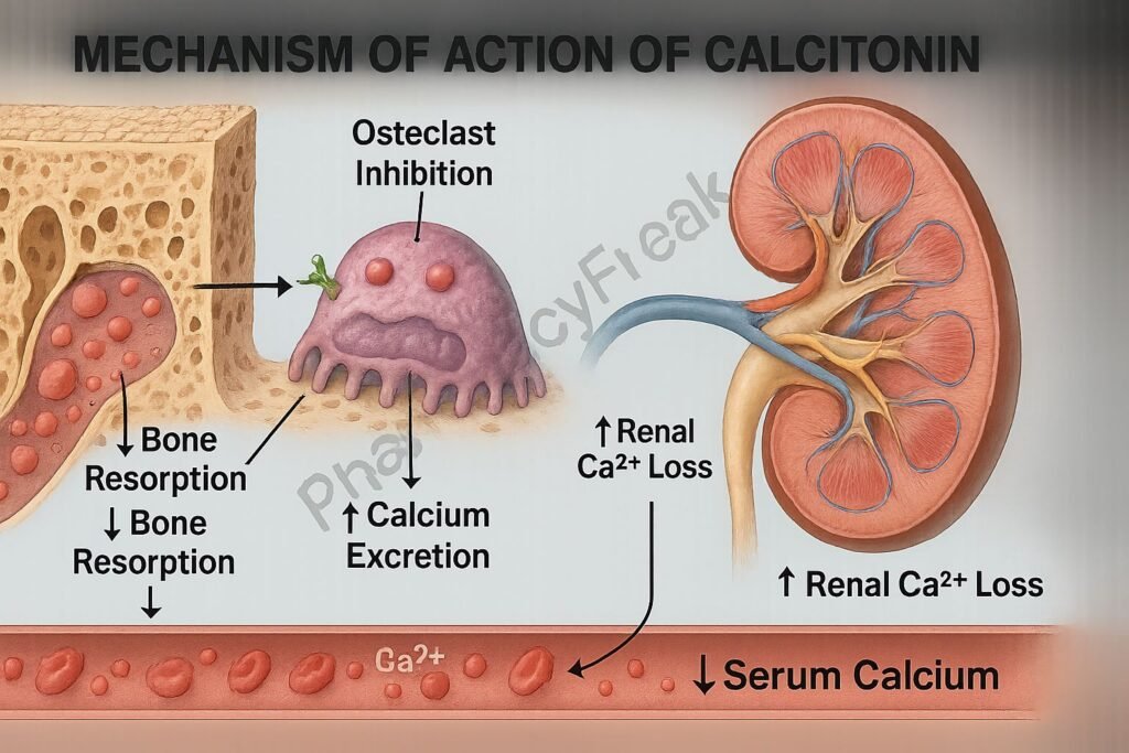 Calcitonin osteoclast inhibition