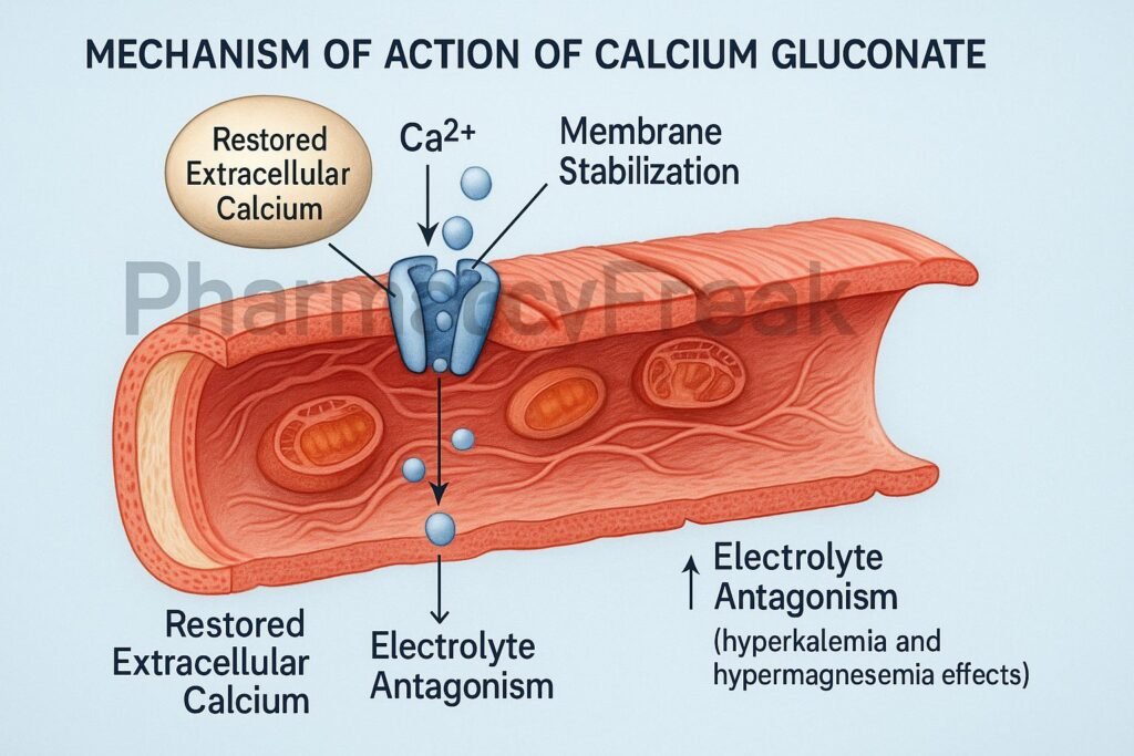 Mechanism of action of Calcium Gluconate