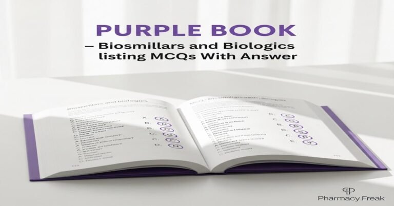 Purple Book – biosimilars and biologics listing MCQs With Answer