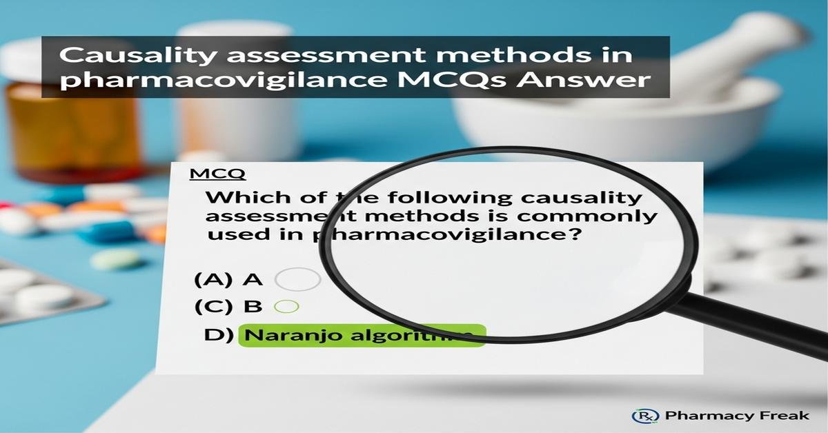 Causality assessment methods in pharmacovigilance MCQs With Answer