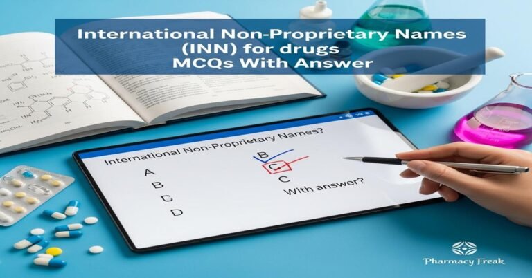 International Non-Proprietary Names (INN) for drugs MCQs With Answer
