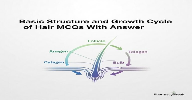 Basic structure and growth cycle of hair MCQs With Answer