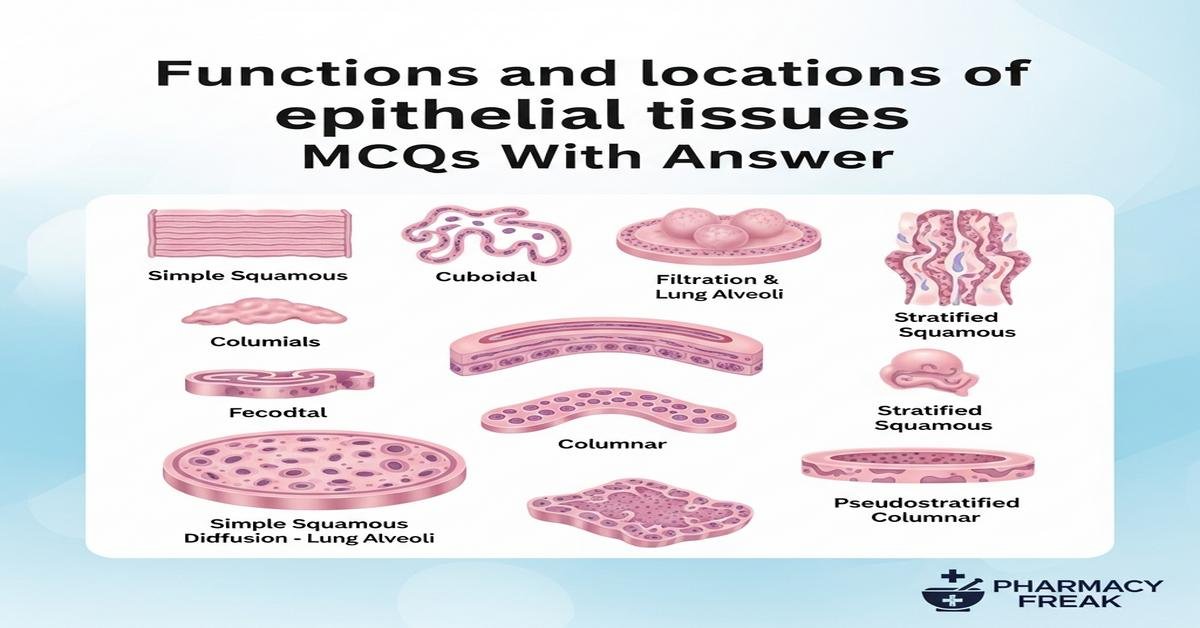 Functions and locations of epithelial tissues MCQs With Answer