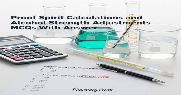 Proof spirit calculations and alcohol strength adjustments MCQs With Answer