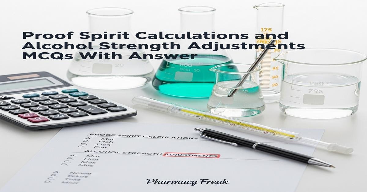 Proof spirit calculations and alcohol strength adjustments MCQs With Answer