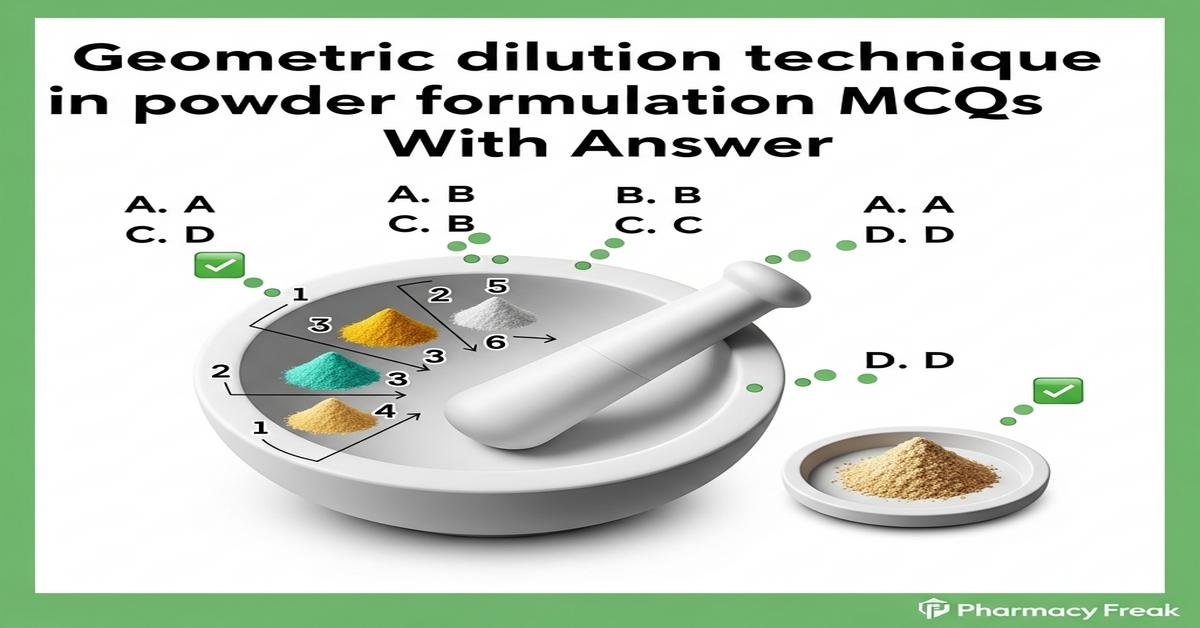 Geometric dilution technique in powder formulation MCQs With Answer