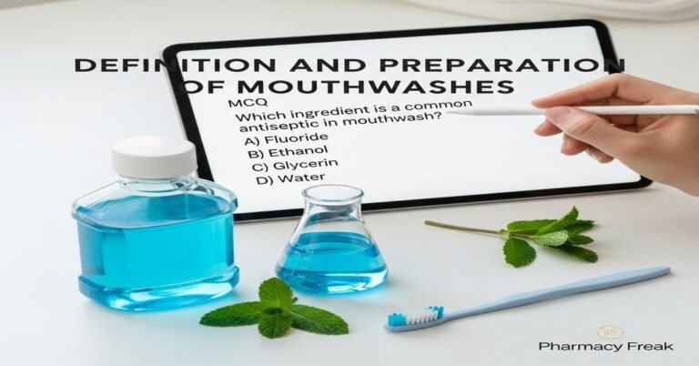 Definition and preparation of mouthwashes MCQs With Answer
