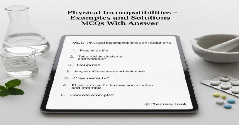 Physical incompatibilities – examples and solutions MCQs With Answer