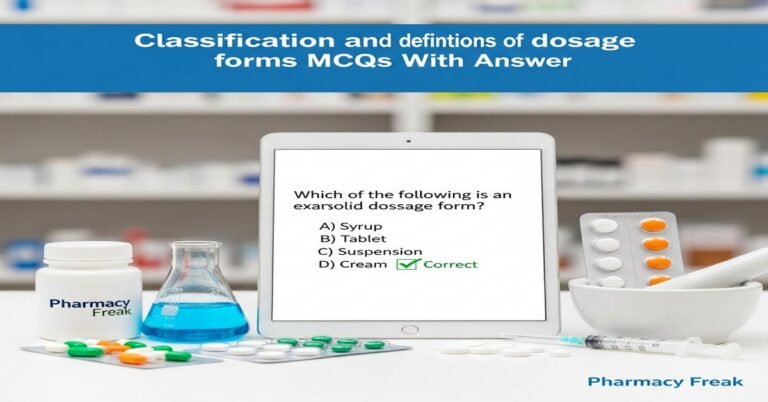Classification and definitions of dosage forms MCQs With Answer