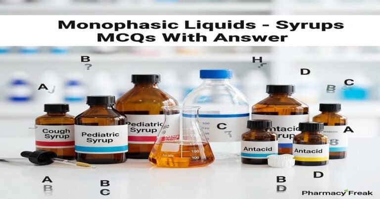 Monophasic liquids – Syrups MCQs With Answer