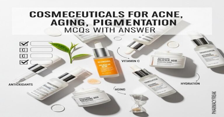 Cosmeceuticals for acne, aging, pigmentation MCQs With Answer