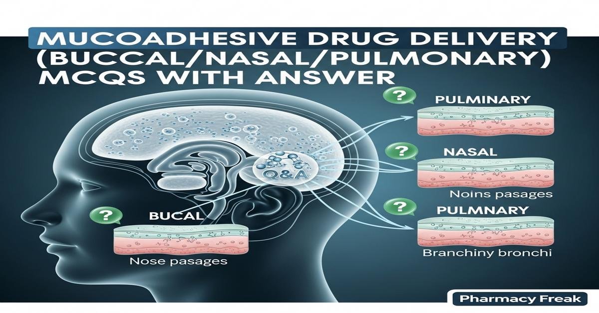 Mucoadhesive Drug Delivery (Buccal/Nasal/Pulmonary) MCQs With Answer