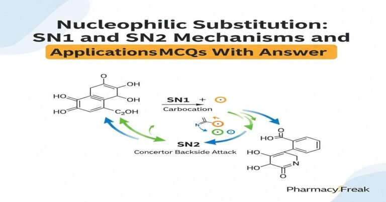 Nucleophilic substitution: SN1 and SN2 mechanisms and applications MCQs With Answer