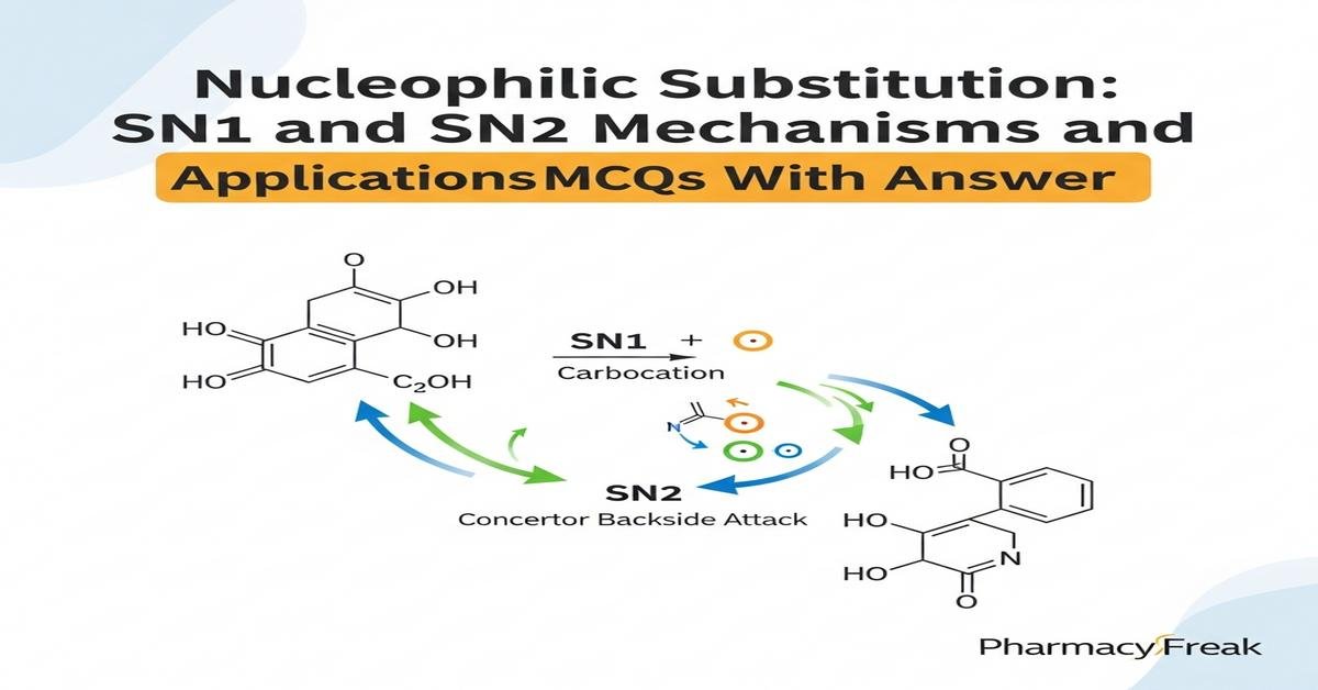 Nucleophilic substitution: SN1 and SN2 mechanisms and applications MCQs With Answer