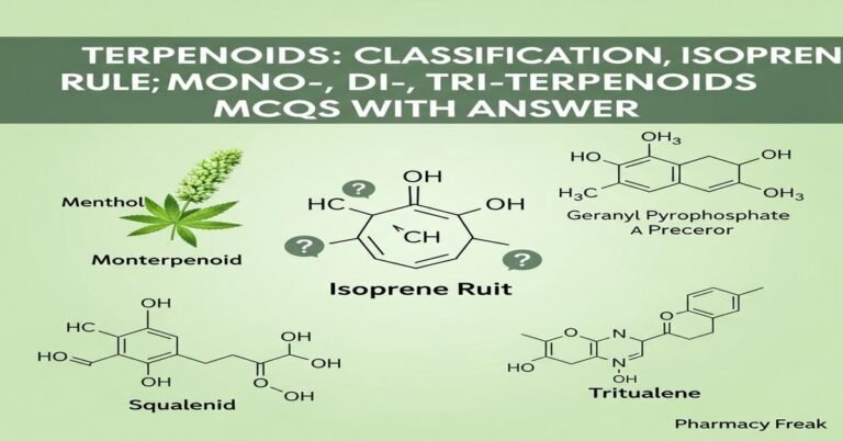 Terpenoids: Classification, isoprene rule; mono-, di-, tri-terpenoids MCQs With Answer