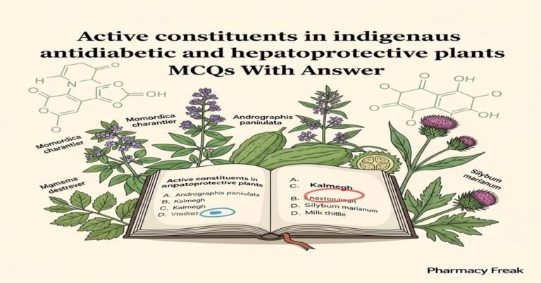 Active constituents in indigenous antidiabetic and hepatoprotective plants MCQs With Answer