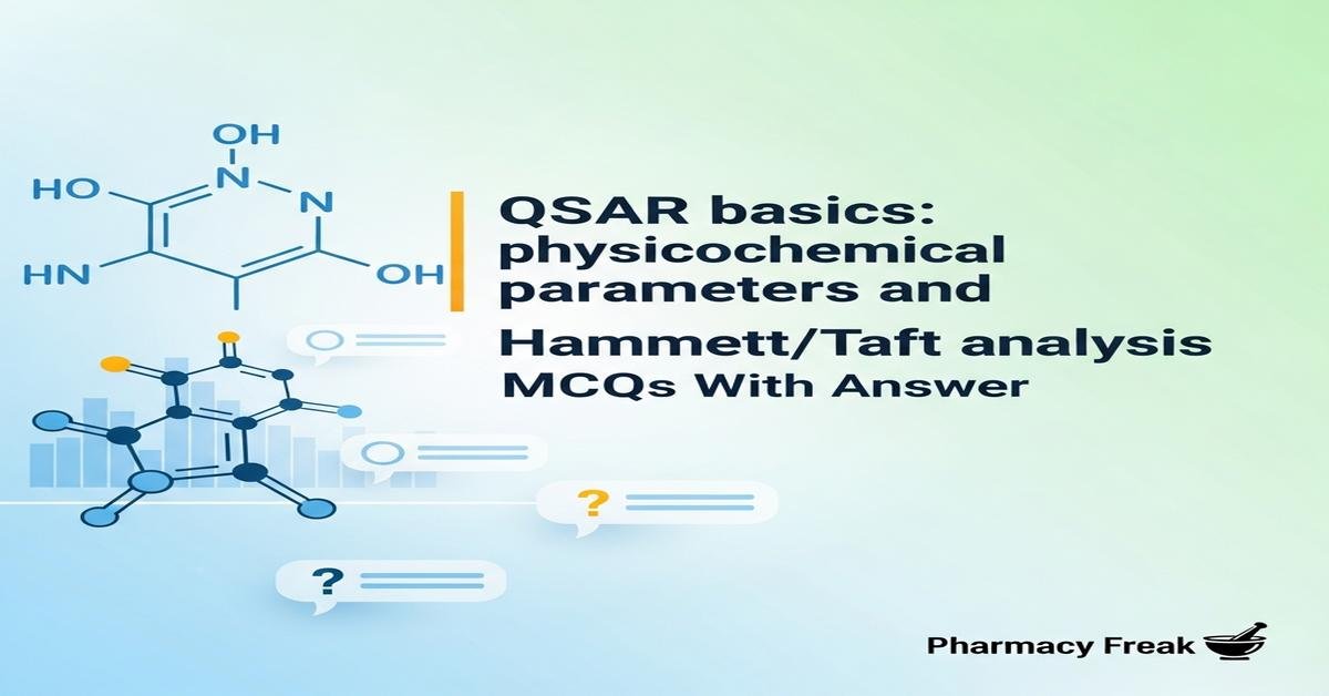 QSAR basics: physicochemical parameters and Hammett/Taft analysis MCQs With Answer
