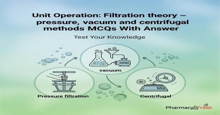 Unit Operation: Filtration theory – pressure, vacuum and centrifugal methods MCQs With Answer