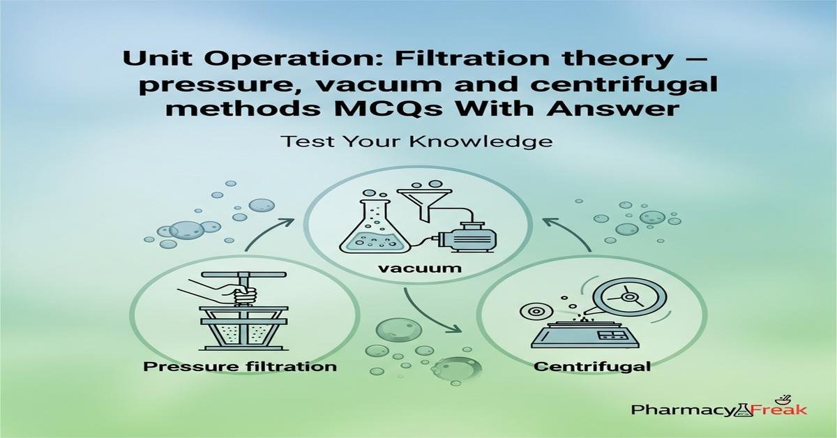 Unit Operation: Filtration theory – pressure, vacuum and centrifugal methods MCQs With Answer