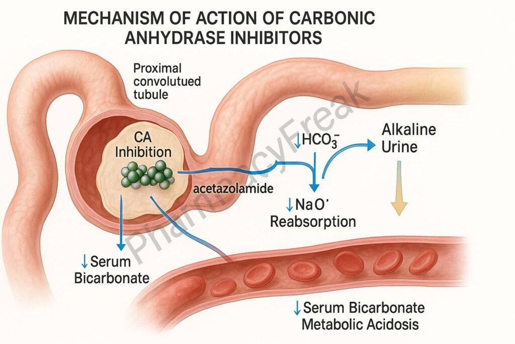 Mechanism of action of Carbonic Anhydrase Inhibitors