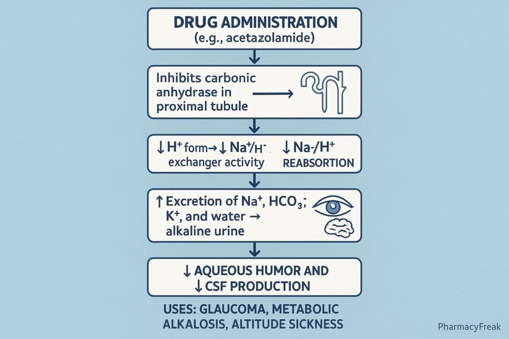 Stepwise mechanism of action of Carbonic Anhydrase Inhibitors