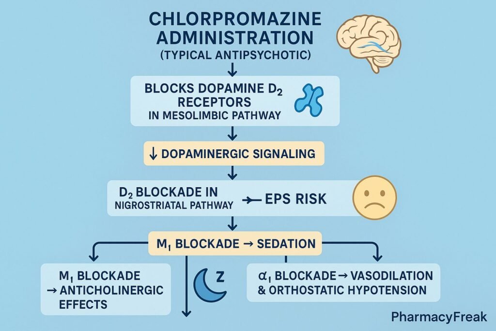 MOA of Chlorpromazine flowchart