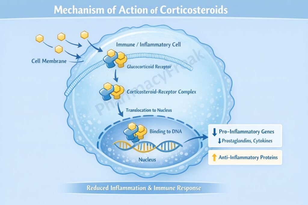 Mechanism of action of corticosteroids