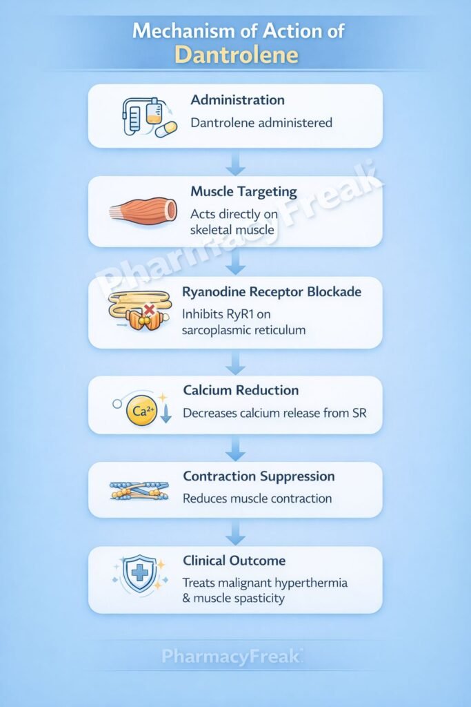 Stepwise mechanism of action of dantrolene