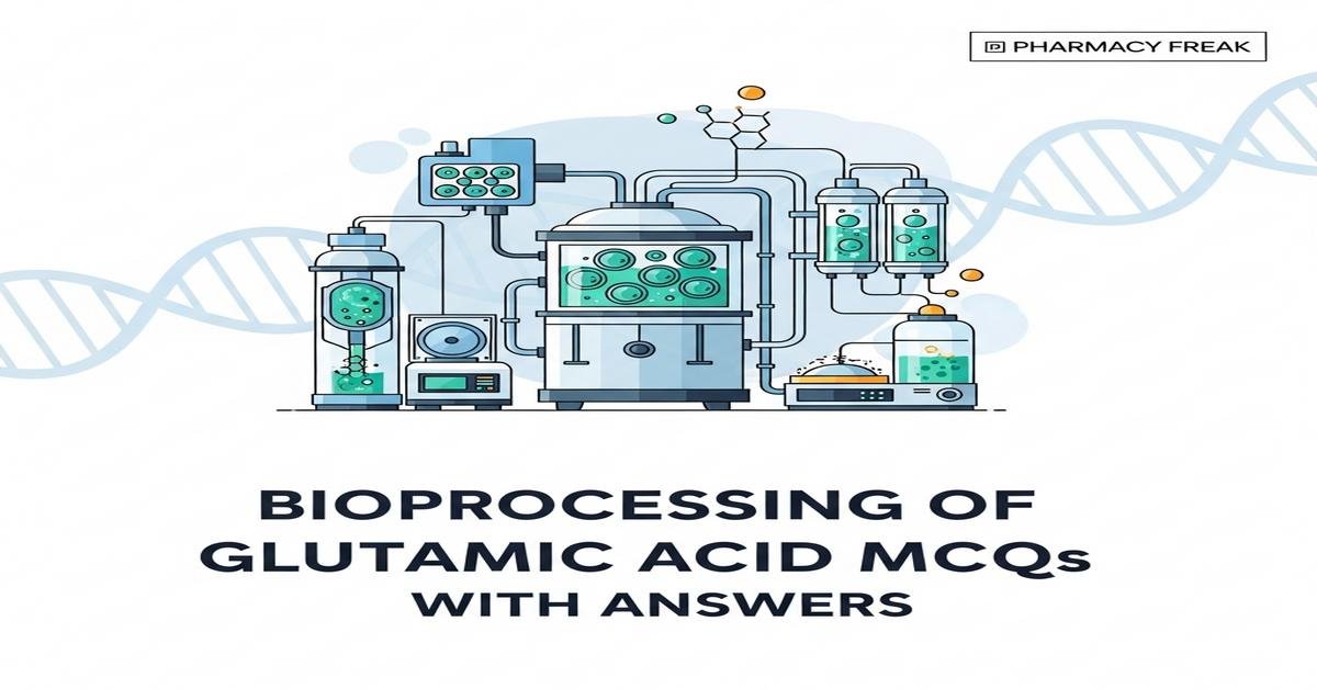 Bioprocessing of glutamic acid MCQs With Answer