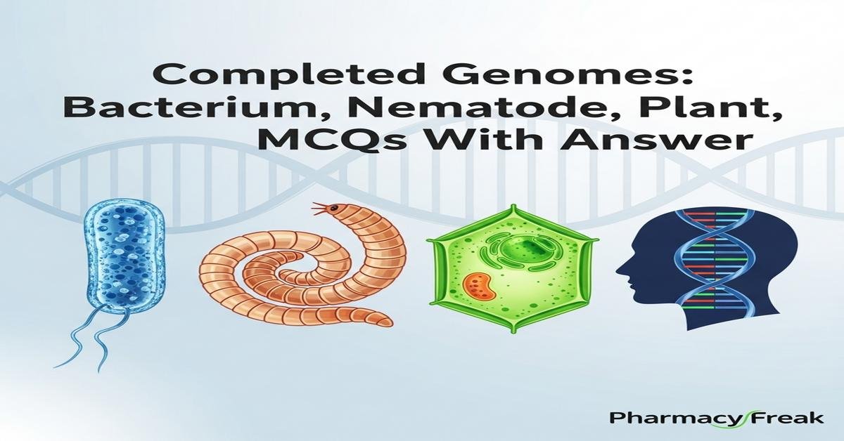 Completed genomes: bacterium, nematode, plant, human MCQs With Answer