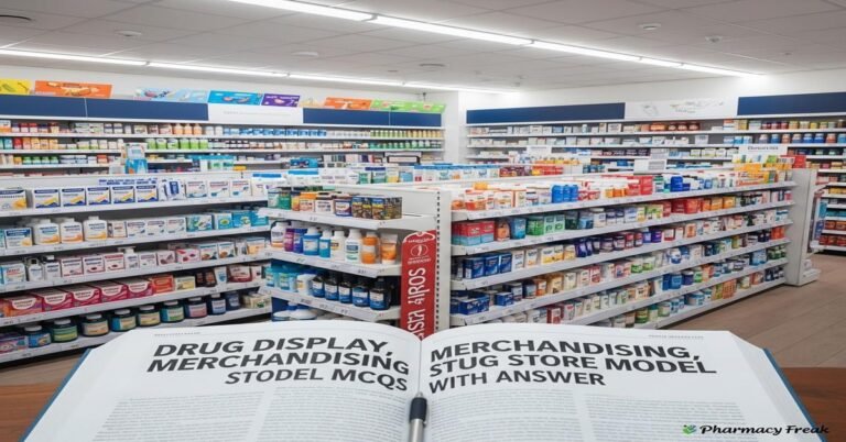 Drug display, merchandising and super drug store model MCQs With Answer