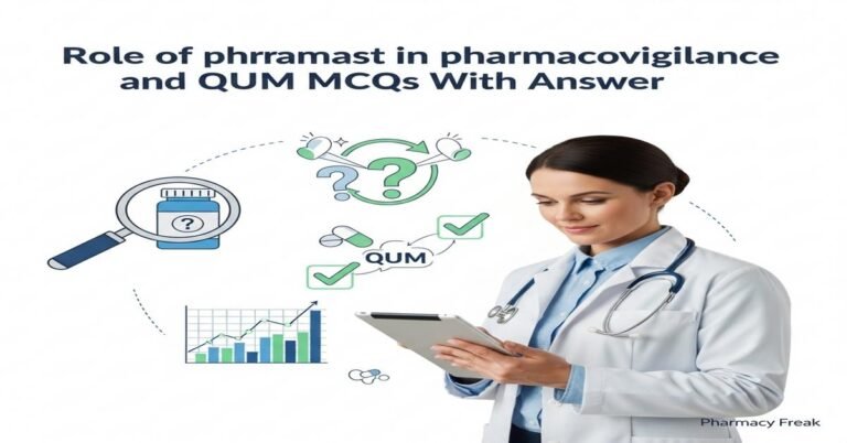 Role of pharmacist in pharmacovigilance and QUM MCQs With Answer