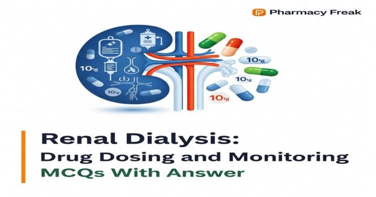 Renal dialysis: drug dosing and monitoring MCQs With Answer