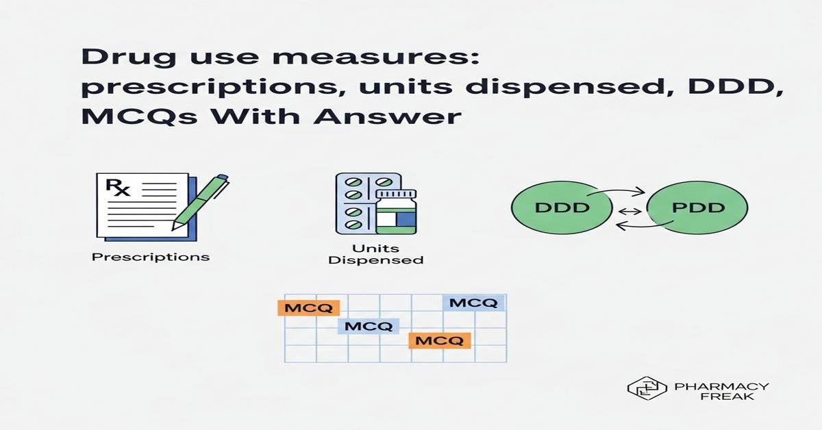 Drug use measures: prescriptions, units dispensed, DDD, PDD MCQs With Answer