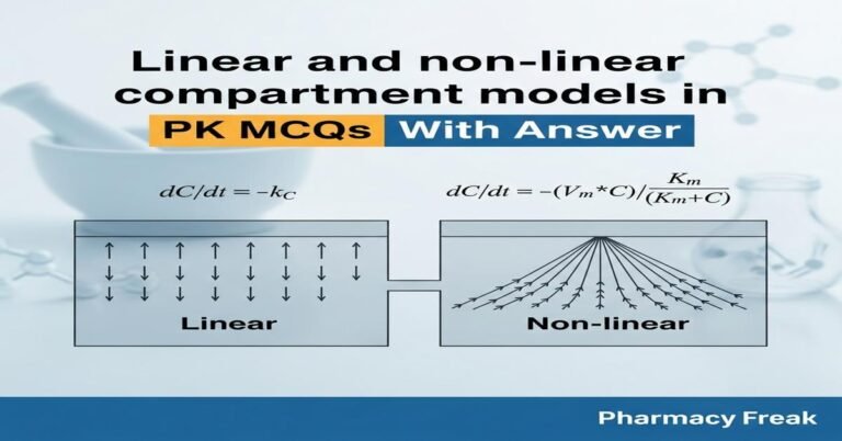 Linear and non-linear compartment models in PK MCQs With Answer